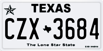 TX license plate CZX3684