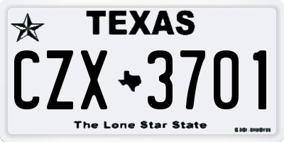 TX license plate CZX3701