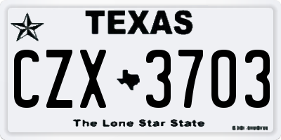 TX license plate CZX3703