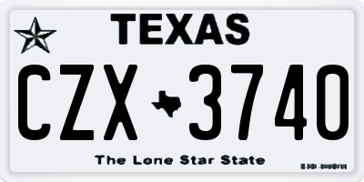TX license plate CZX3740