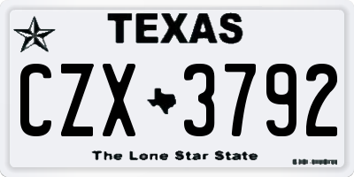 TX license plate CZX3792