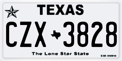 TX license plate CZX3828