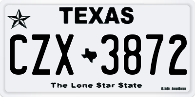 TX license plate CZX3872