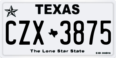 TX license plate CZX3875