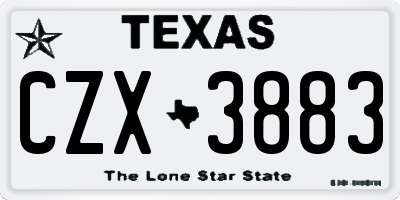 TX license plate CZX3883