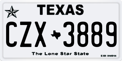 TX license plate CZX3889