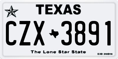 TX license plate CZX3891