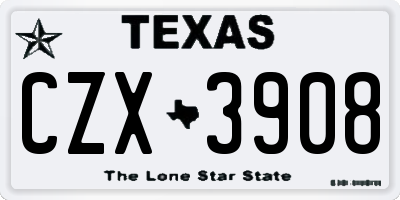 TX license plate CZX3908