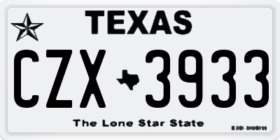 TX license plate CZX3933