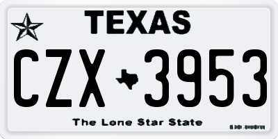 TX license plate CZX3953