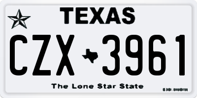 TX license plate CZX3961