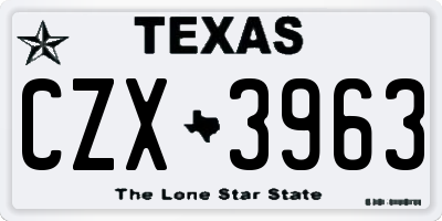 TX license plate CZX3963