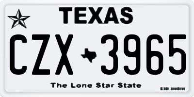 TX license plate CZX3965