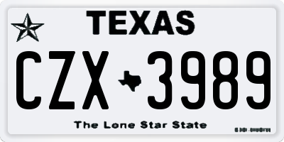 TX license plate CZX3989