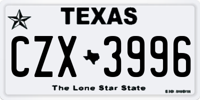 TX license plate CZX3996
