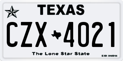 TX license plate CZX4021