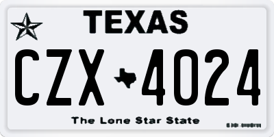 TX license plate CZX4024