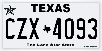 TX license plate CZX4093