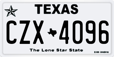 TX license plate CZX4096