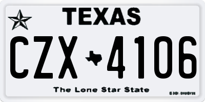 TX license plate CZX4106