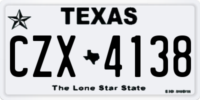 TX license plate CZX4138