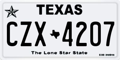 TX license plate CZX4207