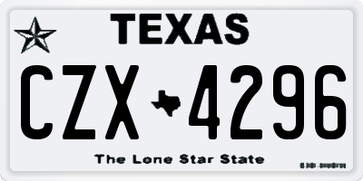 TX license plate CZX4296