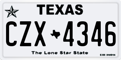 TX license plate CZX4346