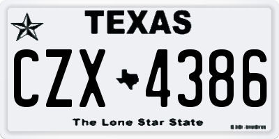 TX license plate CZX4386