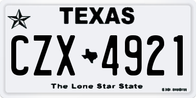 TX license plate CZX4921