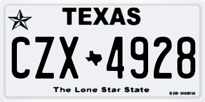 TX license plate CZX4928
