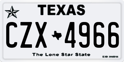 TX license plate CZX4966