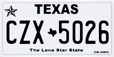TX license plate CZX5026