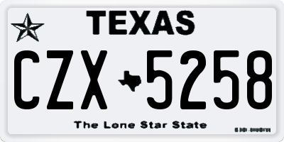 TX license plate CZX5258
