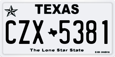 TX license plate CZX5381