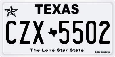 TX license plate CZX5502