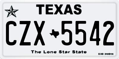 TX license plate CZX5542