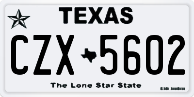 TX license plate CZX5602