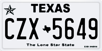 TX license plate CZX5649