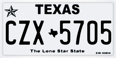 TX license plate CZX5705