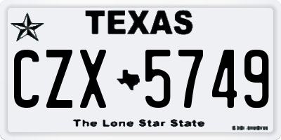 TX license plate CZX5749