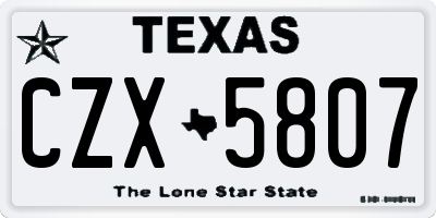 TX license plate CZX5807