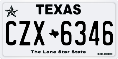 TX license plate CZX6346