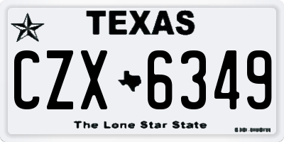 TX license plate CZX6349