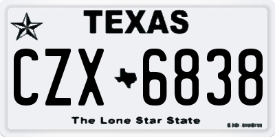 TX license plate CZX6838