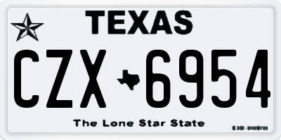 TX license plate CZX6954