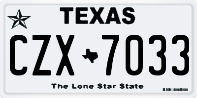 TX license plate CZX7033
