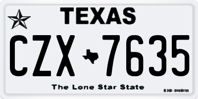TX license plate CZX7635