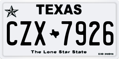 TX license plate CZX7926