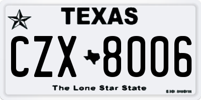 TX license plate CZX8006